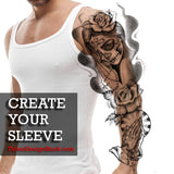 best original religious sleeve tattoo with hands praying and catrina and roses chicano style