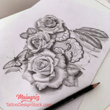 amazing roses tattoo design in high resolution download references by tattoo artists.