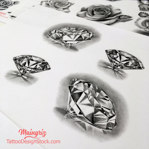 amazing realistic diamond tattoo design by tattoodesignstock.com