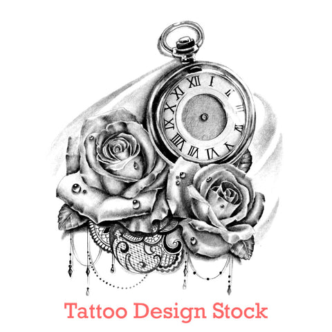 thousands of clock tattoo design