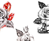 5 x Realistic roses with precious stone  tattoo design high resolution download