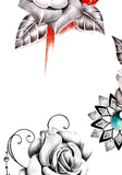 5 x Realistic roses with precious stone  tattoo design high resolution download