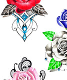 5 x Realistic roses with precious stone  tattoo design high resolution download