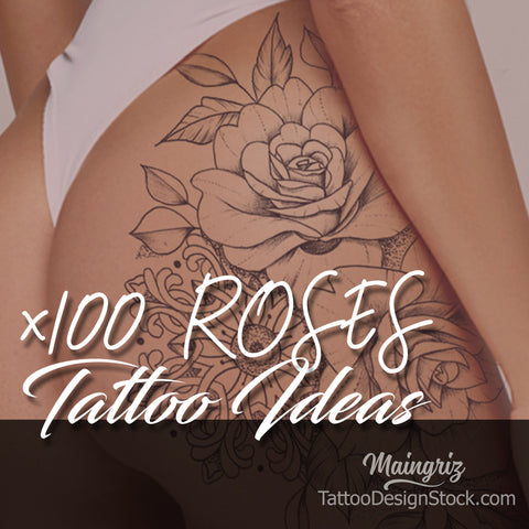 selection of hundreds roses tattoo designs ideas