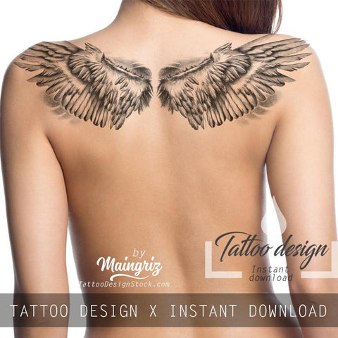 2 x realistic sexy wing tattoo design high resolution download