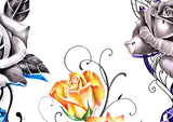 5 x precious stone with realistic rose - download tattoo design