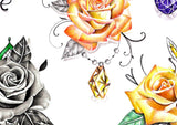 5 x precious stone with realistic rose - download tattoo design