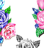 5 x Realistic roses with precious stone  tattoo design high resolution download