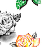 5 x Realistic roses with precious stone  tattoo design high resolution download