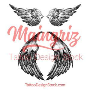 2 x realistic wing  tattoo design high resolution download