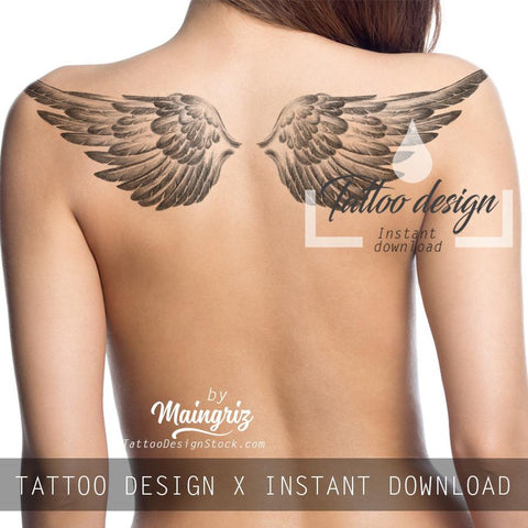 2 x realistic wing  tattoo design high resolution download