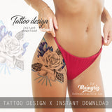 5 x Realistic roses with sexy precious stone  tattoo design high resolution download