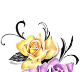 2 x Realistic roses with precious stone  tattoo design high resolution download