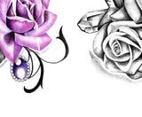 2 x Realistic roses with precious stone  tattoo design high resolution download
