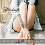 Realistic wing  tattoo design high resolution download