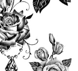 5 x Realistic roses with precious stone  tattoo design high resolution download