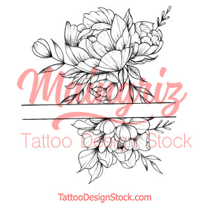 Sexy peony linework forearm tattoo design high resolution download