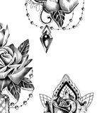 5 x Realistic sexy roses with precious stone  tattoo design high resolution download