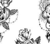 5 x Realistic sexy roses with precious stone  tattoo design high resolution download