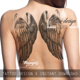 Realistic sexy wing  tattoo design high resolution download
