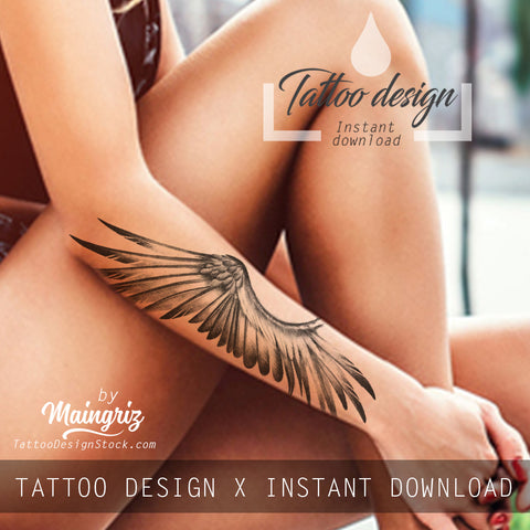 Realistic wing  tattoo design high resolution download