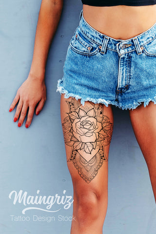 Mandala with rose tattoo design