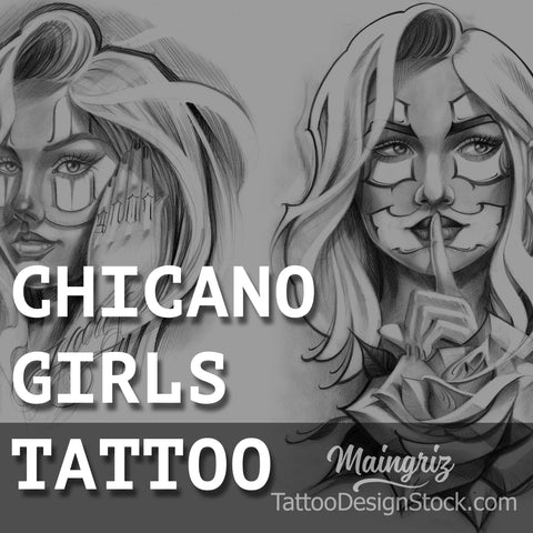 Amazing chicano girls clown tattoo design  high resolution download by tattoodesignstock.com