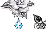 5 x Realistic roses with sexy precious stone  tattoo design high resolution download