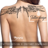 Realistic wing  tattoo design high resolution download