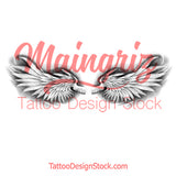 Realistic wing  tattoo design high resolution download