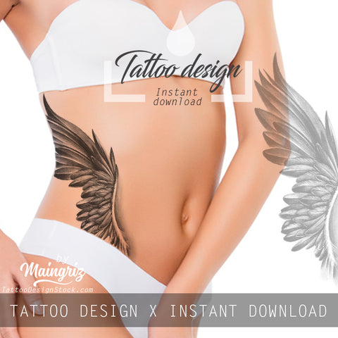 Sexy realistic wing  tattoo design high resolution download