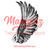Realistic wing  tattoo design high resolution download