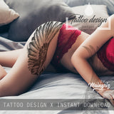 Realistic wing  tattoo design high resolution download