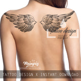 Sexy realistic wing - download tattoo design