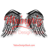 Sexy realistic wing  tattoo design high resolution download