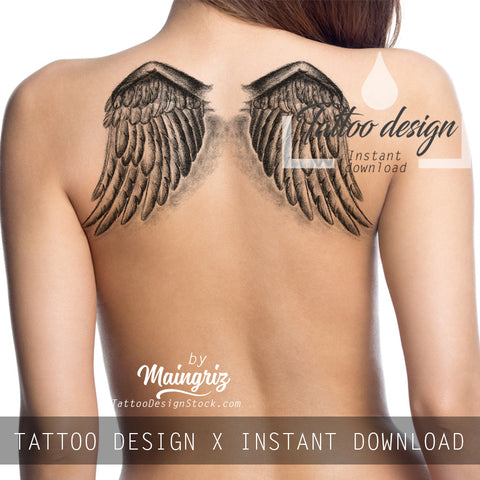 Sexy realistic wing  tattoo design high resolution download