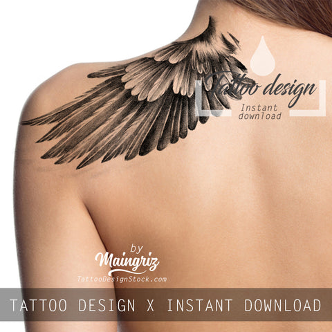 Sexy realistic wings  tattoo design high resolution download
