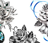 5 x sexy realistic roses with precious stone  tattoo design high resolution download