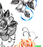 5 x sexy realistic roses with precious stone  tattoo design high resolution download