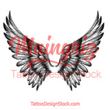 Realistic wing  tattoo design high resolution download