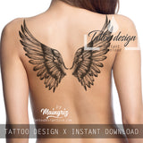 Realistic wing  tattoo design high resolution download