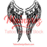 Realistic wing sexy  tattoo design high resolution download
