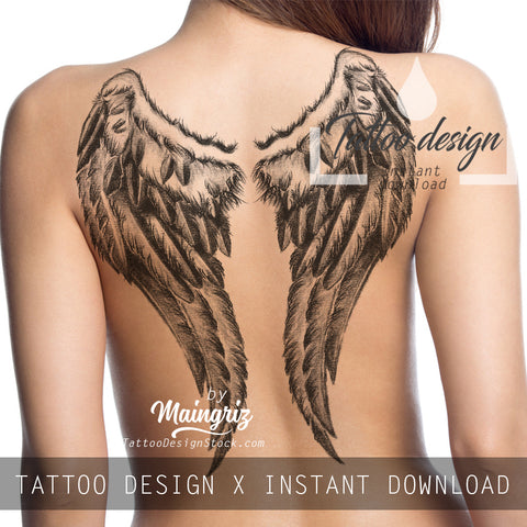 Realistic wing sexy  tattoo design high resolution download