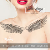 Realistic wing  tattoo design high resolution download