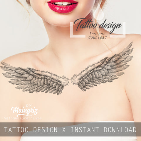 Realistic wing  tattoo design high resolution download
