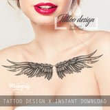 Sexy realistic wing  tattoo design high resolution download