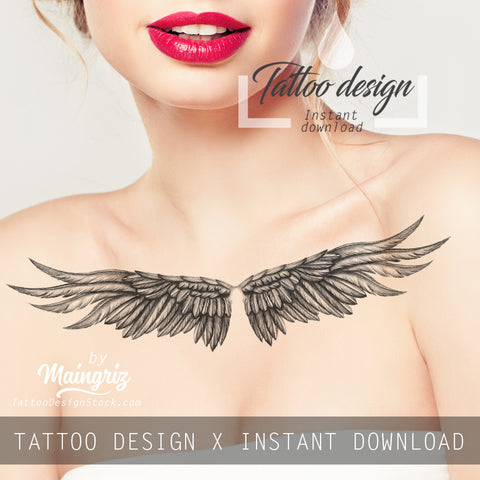 Sexy realistic wing  tattoo design high resolution download