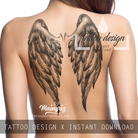 Realistic wing  tattoo design high resolution download