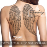 Realistic sexy wing  tattoo design high resolution download