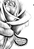 Realistic rose with lace tattoo design high resolution download